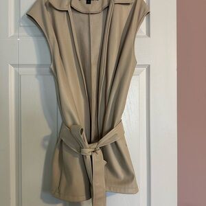 “Marc New York” Women’s Beige Faux-Leather Vest Jacket